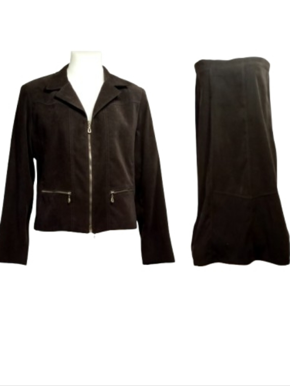 Soft Works Brown Jacket Skirt Set Sz 16